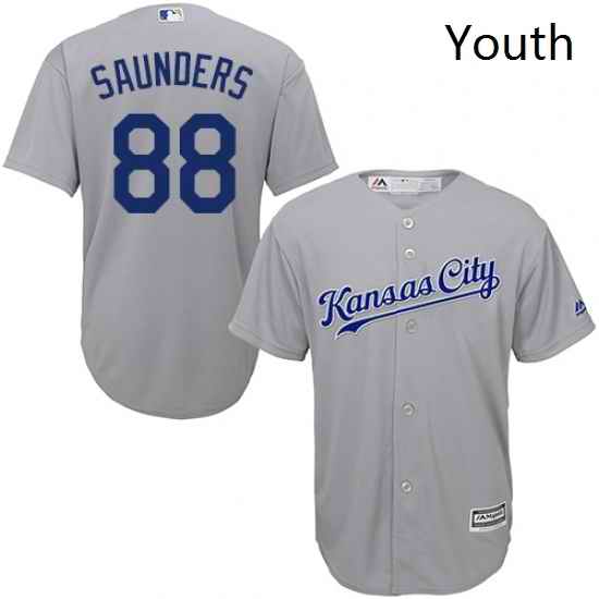 Youth Majestic Kansas City Royals 88 Michael Saunders Replica Grey Road Cool Base MLB Jersey